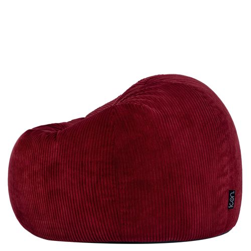 Pouf Poire Classique Kingston En Velours Côtelé Rouge Bordeaux 85x85x50cm