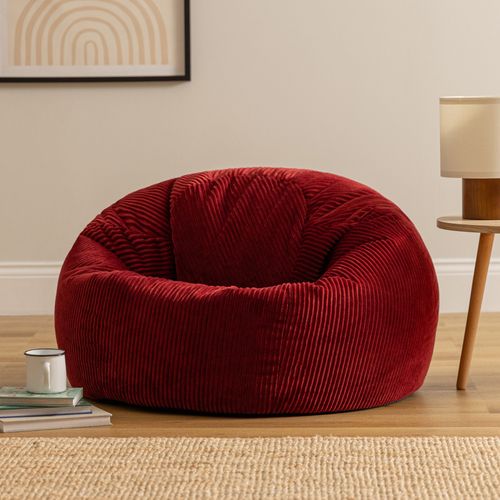 Pouf Poire Classique Kingston En Velours Côtelé Rouge Bordeaux 85x85x50cm