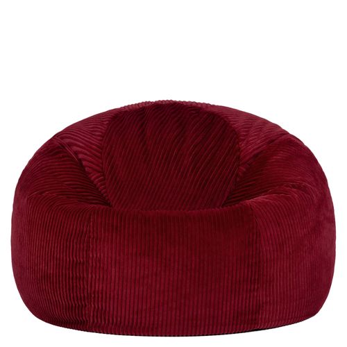 Pouf Poire Classique Kingston En Velours Côtelé Rouge Bordeaux 85x85x50cm
