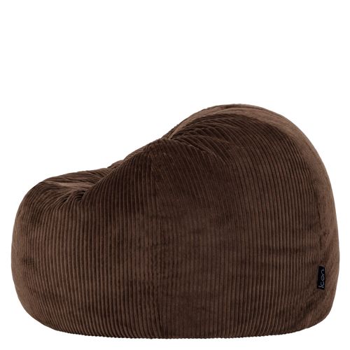 Pouf Poire Classique Kingston En Velours Côtelé Brun Chocolat 85x85x50cm