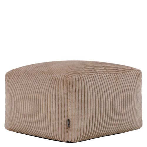 Pouf Fauteuil Poire Natalia Avec Repose-pied Carré Velours Côtelé Brun Moka 97x84x73cm