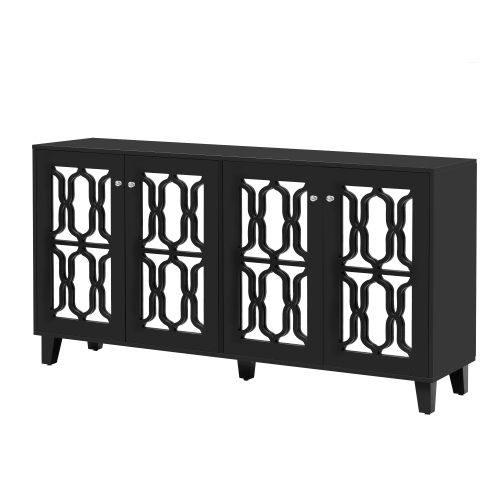Buffet Bas Noir Avec 4 Portes - Meuble De Rangement