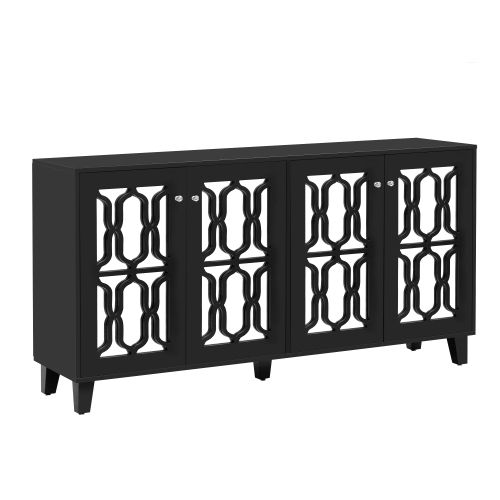 Buffet Bas Noir Avec 4 Portes - Meuble De Rangement