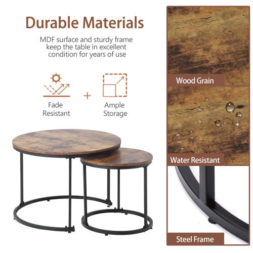 Ensemble De 2 Tables Ronde Gigogne - Beige Foncé