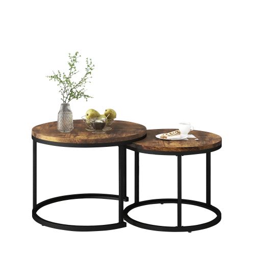 Ensemble De 2 Tables Ronde Gigogne - Beige Foncé