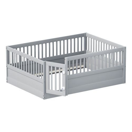 Parc Bébé 140 X 200cm Avec 1 Porte Gris