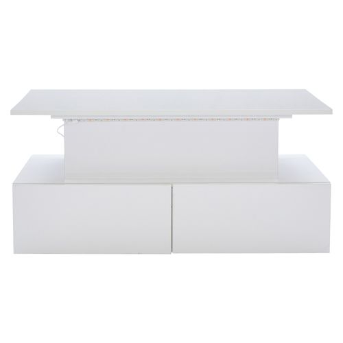 Table Basse 4 Tiroirs Et Plateau Relevable Blanc