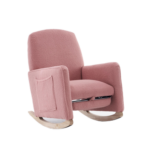 Fauteuil à Bascule Rocking Chair Avec Repose-pieds Extensible Rose