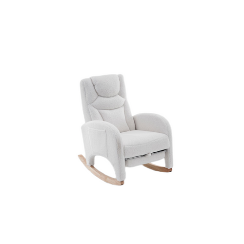 Fauteuil à Bascule Rocking Chair Avec Repose-pieds Extensible Blanc