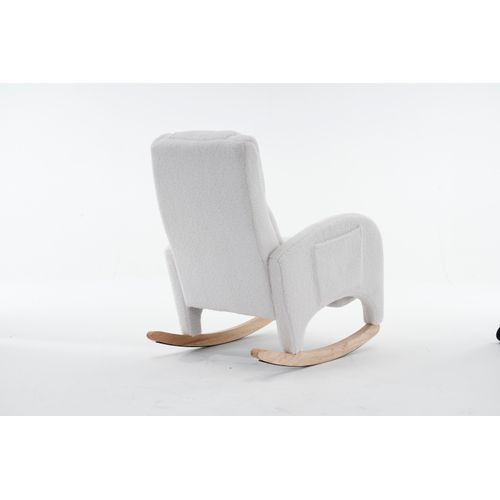 Fauteuil à Bascule Rocking Chair Avec Repose-pieds Extensible Blanc