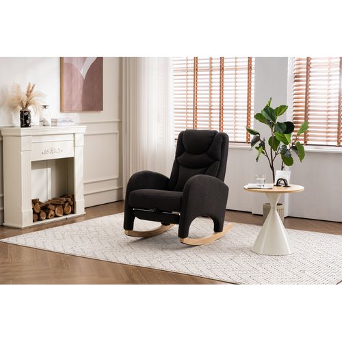 Fauteuil à Bascule Rocking Chair Avec Repose-pieds Extensible Gris Foncé