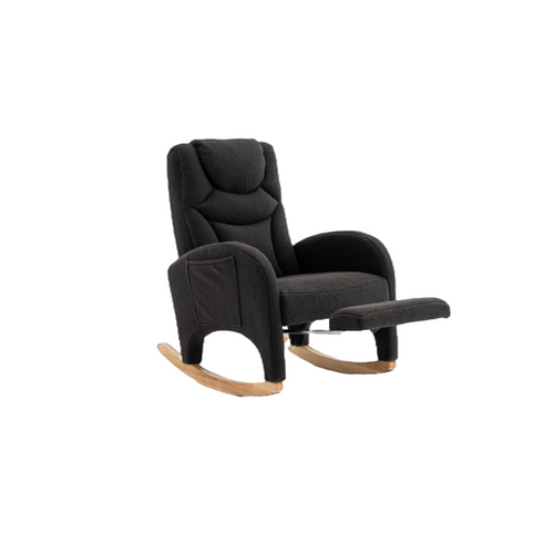 Fauteuil à Bascule Rocking Chair Avec Repose-pieds Extensible Gris Foncé