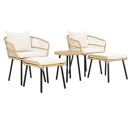 Salon De Jardin Avec 1 Table, 2 Chaises Et 2 Tabourets