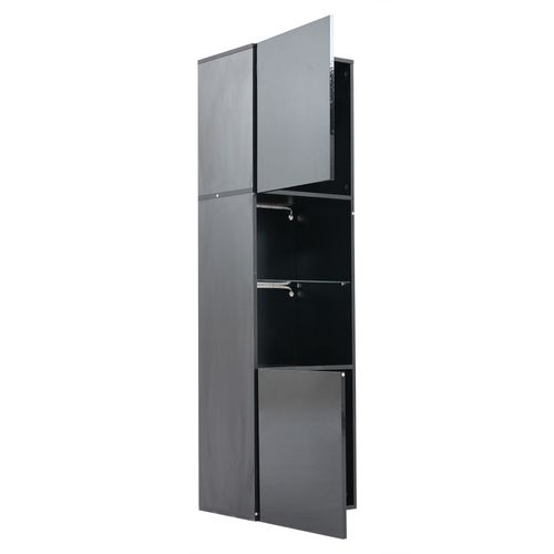 Vitrine Haute Noir Avec 1 Cloison Vitrée, 2 Portes Et LED