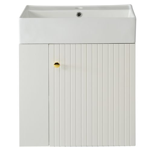 Meuble Vasque Avec 1 Porte Et 2 Niches Blanc