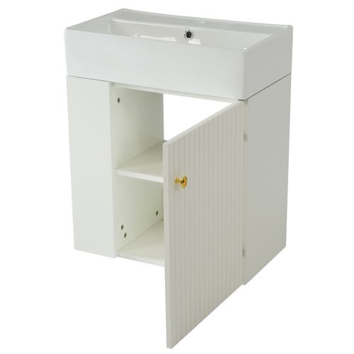 Meuble Vasque Avec 1 Porte Et 2 Niches Blanc