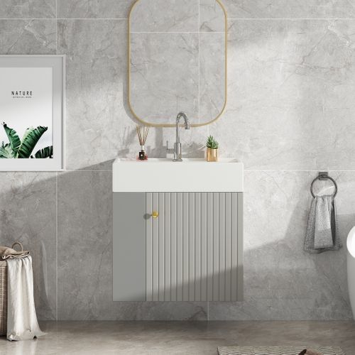 Meuble Vasque Avec 1 Porte Et 2 Niches Gris