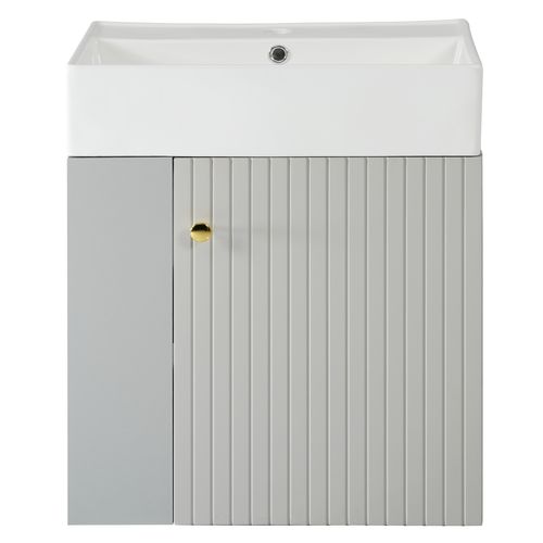 Meuble Vasque Avec 1 Porte Et 2 Niches Gris