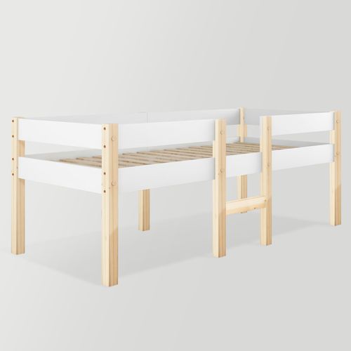 Lit Enfant 90 X 200 Cm Blanc Et Chêne