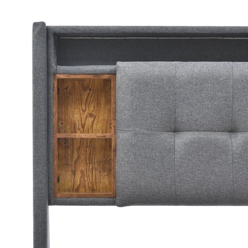 Lit Rembourré LED 160 X 200 Cm Avec Tête De Lit Et Sommier Couleur Gris