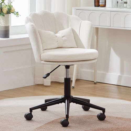 Fauteuil De bureau Pivote à 360°, Avec Coussin Beige