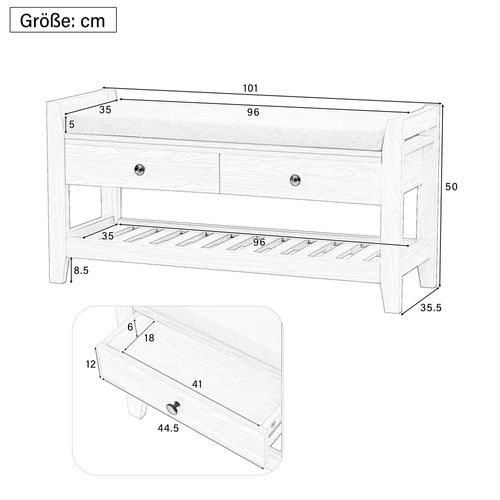 Meuble à Chaussures Avec 2 Tiroirs Natural