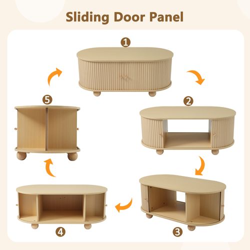 Table Basse Avec 2 Portes Coulissantes