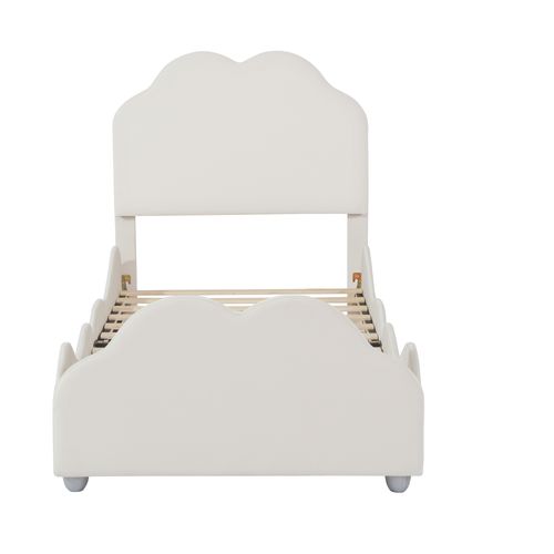 Lit Enfant 90 X 200 Cm Avec Tête De Lit Et Pied De Lit En Forme De Nuage En Blanc