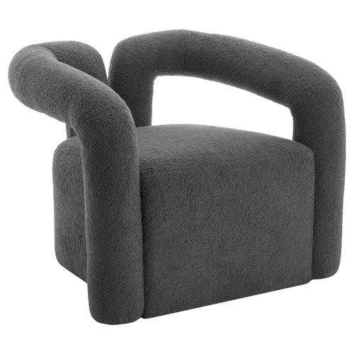 Fauteuil Fixe En Tissu Sherpa Avec Accoudoirs Découpés Et Larges Gris