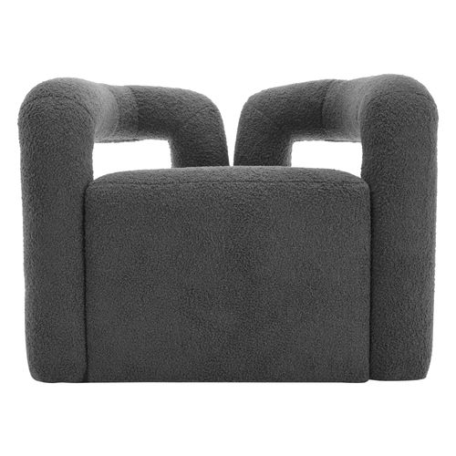 Fauteuil Fixe En Tissu Sherpa Avec Accoudoirs Découpés Et Larges Gris