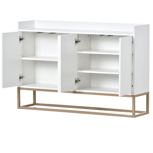 Buffet Avec 4 Portes En Blanc - Meuble De Rangement