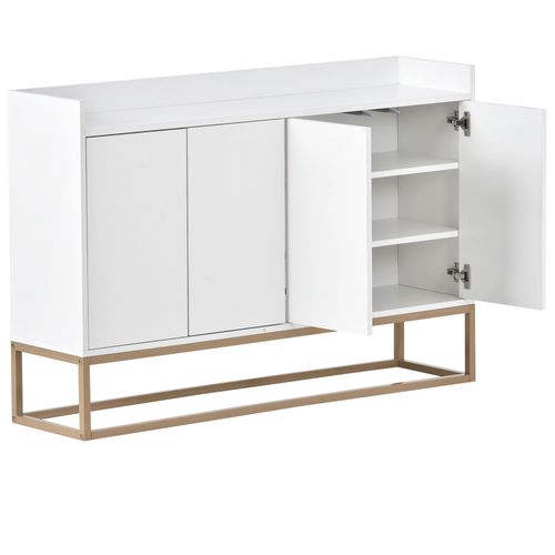 Buffet Avec 4 Portes En Blanc - Meuble De Rangement