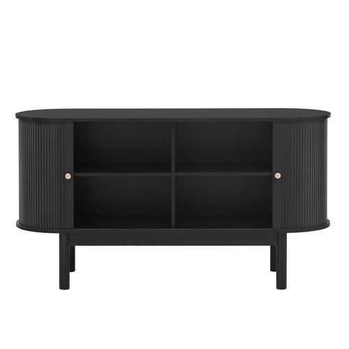 Table Console Avec 2 Portes Coulissantes Et Cloisons Réglables Noir