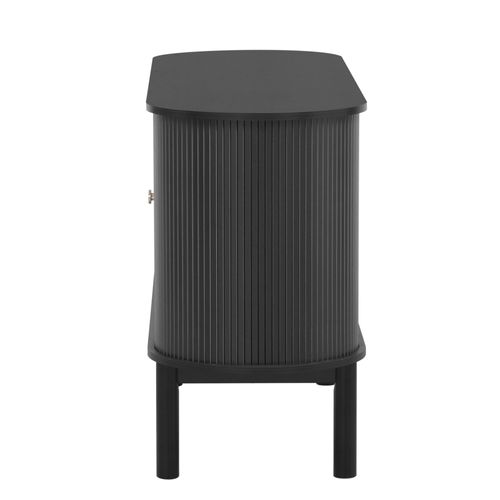 Table Console Avec 2 Portes Coulissantes Et Cloisons Réglables Noir