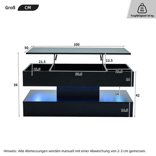 Table Basse Avec Plateau Relevable Noir