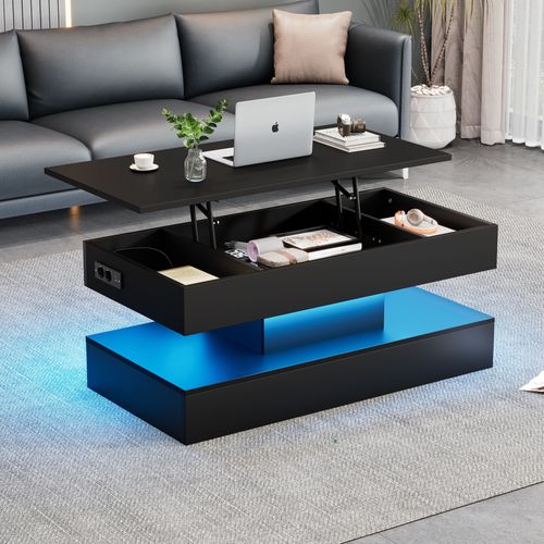 Table Basse Avec Plateau Relevable Noir