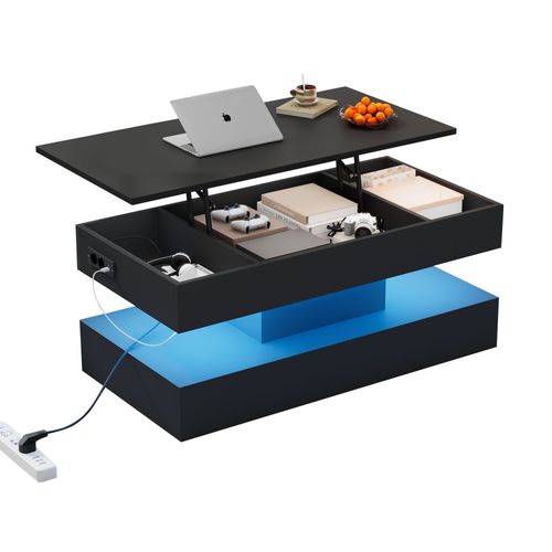 Table Basse Avec Plateau Relevable Noir