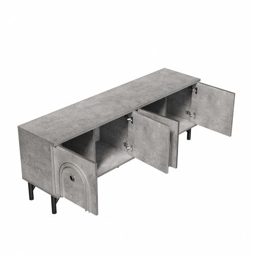 Meuble TV Avec 4 Portes Gris