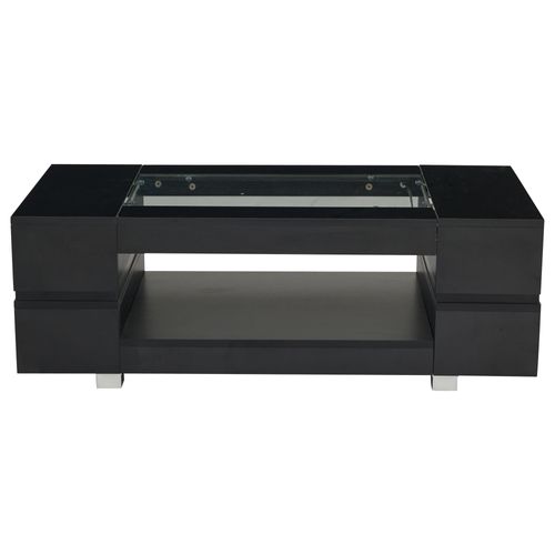 Table Basse Avec Plateau En Verre Et LED Noir
