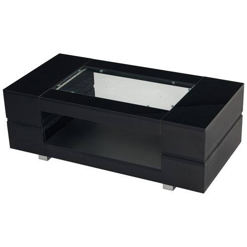Table Basse Avec Plateau En Verre Et LED Noir