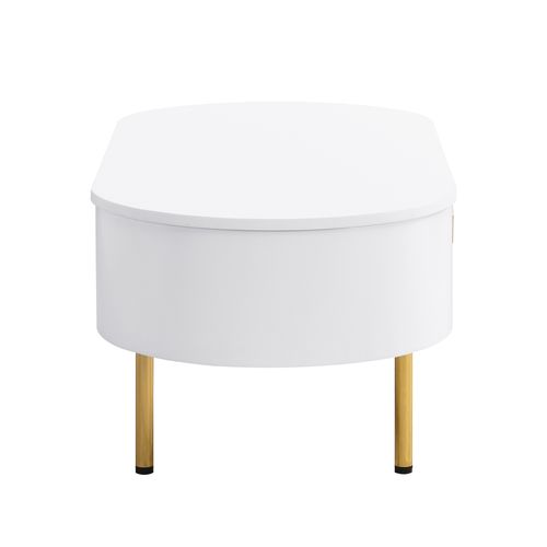 Table Basse Ovale Avec 2 Tiroirs Blanc