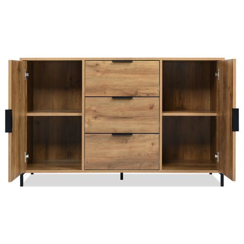 Buffet Avec 2 Portes Et 3 Tiroirs Marron