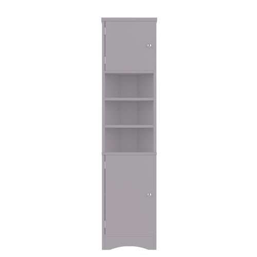 Meuble De Rangement Salle De Bain Avec 2 Portes Et 3 Étagères Gris