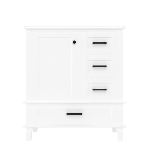 Meuble De Salle De Bain Vasque 1 Porte Et 3 Tiroirs Blanc