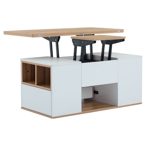 Table Basse Avec Table Élévatrice Et 2 Tiroirs Imitation Chêne