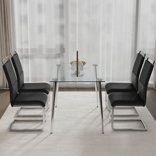 Lot De 4 Chaise De Cuisine Chaises De Salle à Manger - Pu Noir