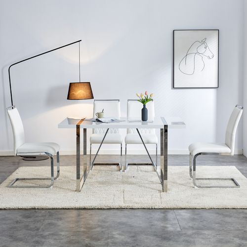 Lot De 4 Chaise De Cuisine Chaises De Salle à Manger - Pu Blanc