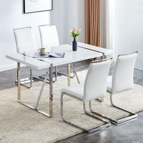 Lot De 4 Chaise De Cuisine Chaises De Salle à Manger - Pu Blanc