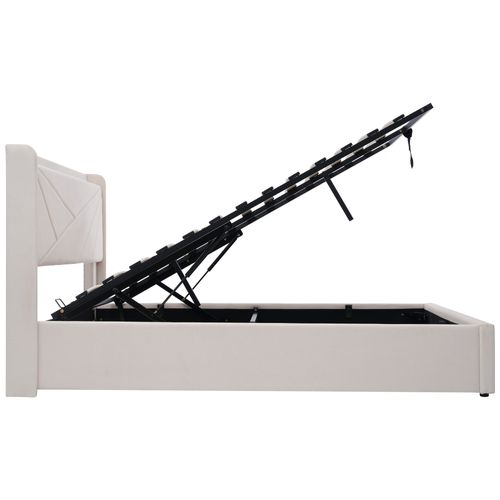 Lit Coffre 140 X 200cm Avec USB Lin En Beige