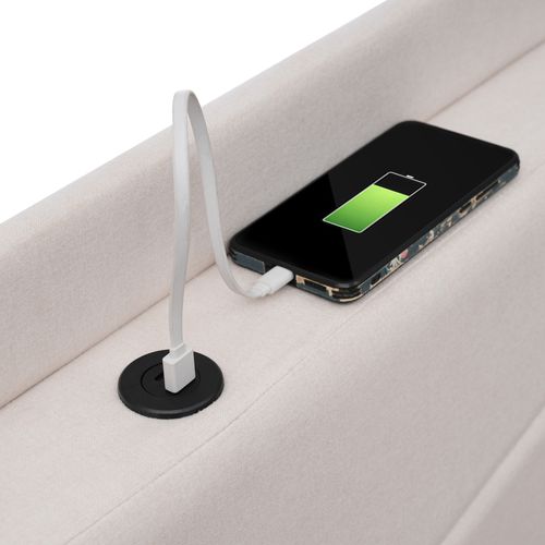 Lit Coffre 180 X 200cm Avec USB Lin En Beige